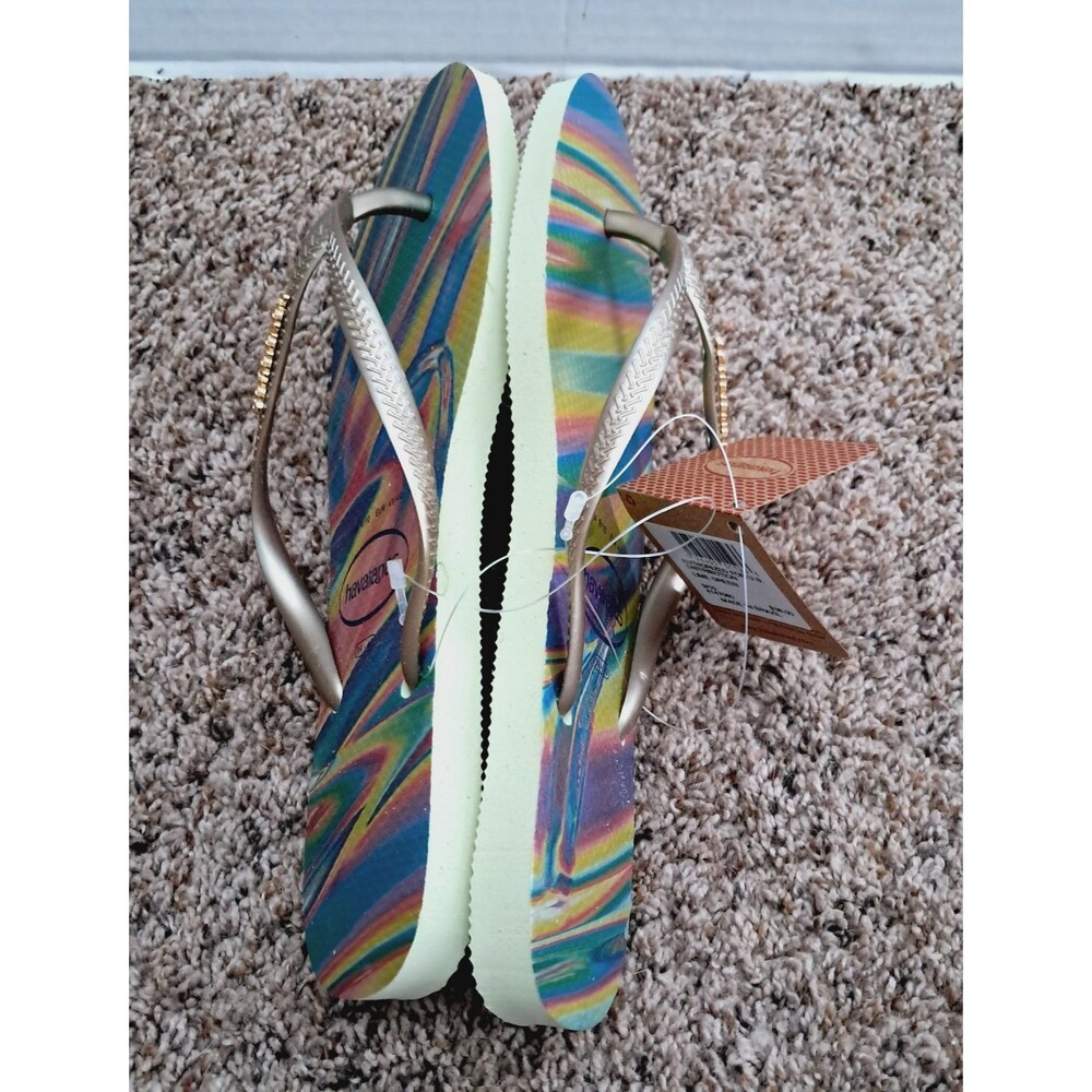 Original HAVAIANAS Flip Flops Sandals Lime Green womens 9 10 - Picture 9 of 10